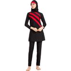 Saibit Kadın 3 Parça Müslüman Mayo Mütevazı Mayo Tam Kapsama ile İslam Tesettür Burkini Kostüm Beachwear Müslüman Yüzme Takım S-6XL, kırmızı, 6XL