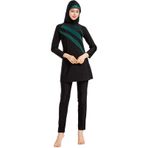 Saibit Kadın 3 Parça Müslüman Mayo Mütevazı Mayo Tam Kapsama ile İslam Tesettür Burkini Kostüm Beachwear Müslüman Yüzme Takım S-6XL, yeşil, XL