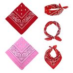 SAIIURV 2 adet bandana fular, bisikletçiler, bandana, erkek bandana, baş örtüsü, erkek şal desenli, üniseks bez, bağlama bezi, saç şalı eklentisi, bilek ambalaj bandı, baş bağı (kırmızı, pembe