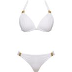 Sailor Moda Aksesuarlı Kaplı Destekli Bikini Takım - Beyaz - 36