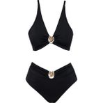 Sailor Moda Özel Tasarım Yüksek Bel Bikini Takım Siyah Renk Ayarlanabilir Askılı Kadın Modelleri - 38