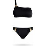 Sailor Moda Tek Omuz Özel Tasarım Bikini Takım - 38 - Siyah