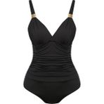Sailor Moda Toparlayıcı Aksesuarlı Mayo - 38 - Siyah