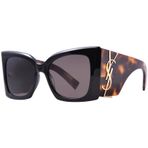Saint Laurent Blaze SL M119 003 Güneş Gözlüğü Kadın Siyah/Havana/Koyu Gri 54 mm, Siyah