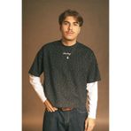 Sainte Savage Unisex Koyu Lacivert Sırtı Poker Baskılı Leopar Desenli Pamuklu Crop Uzun Kollu Tişört Poker Jungle Long Sleeve