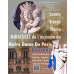 Sainte Vierge Marie MIRACULEE de l’incendie de NOTRE-DAME-de-PARIS EN SOUVENIR UNE ECHARPE-ETOLE: Au milieu du brasier de l'incendie la statue de la Sainte Vierge est intacte.