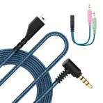 Saipomor Arctis7 Yedek Kordon SteelSeries Arctis 3 Arctis 5 Arctis 7 Oyun Kulaklığı, 3,5 mm Ses Erkek Kablosu PS4, Xbox One, Nintendo Switch, PC ile Çalışır - Eklenen Y Modu Değişim PC Ses Kablosu (Mavi)