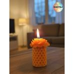 Şakayıklı Yaldızlı Dekoratif Mum (Soya Wax) Sandal Kokulu - Turuncu - 1