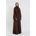 Şakika Kahverengi Kadın Şifon Abaya Ferace & Şal - Standart Beden & Farklı Boy