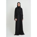 Şakika Siyah Kadın Şifon Abaya Ferace & Şal - Standart Beden & Farklı Boy