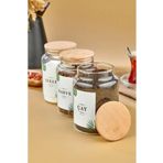 ŞAKİLATA CONCEPT 3'lü Ahşap Kapaklı Çay & Şeker & Kahve Kavanozu Etiket Hediyeli 800 Ml Vakumlu Saklama Kabı cam