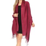 Sakkas 78" x 28" Eco-Friendly Bamboo Rayon Soft Solid Pashmina Şal / Stola (12+ Solid Renk) Burgandy Ölçü Birimi