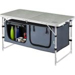 Saklama Dolaplı Kamp Masası, Outdoor Kamp Mutfağı, Kamp Dolabı, Katlanabilir Kamp Piknik Masası, Seyahat Mutfağı, Mutfak Dolabı, Depolama Bölmeli, Dış Mekan Mutfağı 120-60CM- Kumaş Desenli