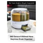 #Saklamakabı 360 Derece 6 Bölmeli Hava Geçirmez Erzak Organizer Döner Kuru Gıda Bakliyat Saklama Kabı Şeffaf Mutfak Düze