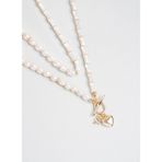 Saklı Aşk 18 Ayar Sarı Altın Kaplama 40 Cm Gümüş İnci Kolye