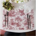 Saklı Bahçe - Kırmızı Kumaş Amerikan Servis 4'lü Set (Keten, Ulusl. Yıkama ve Solmama Sertifikası) - 35 x 50 cm - Çok Renkli
