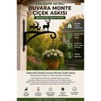 Saklı Home Dekoratif Geyikli Duvara Monte Çiçek Askısı-Dış Mekan Askı-Bahçe Saksı Tutacağı