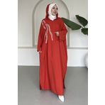 SaklıButik Sapphire Nakışlı Şapkalı Bohem Elbise SK-8392