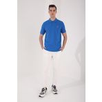 Saks Basic Göğüs Logolu Standart Kalıp Triko Polo Yaka Erkek T-Shirt - 87768 | XXL