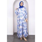 Saks Mavi Desenli Şifon Elbise - 44