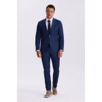 Saks Slim Fit Mono Yaka Tensel Kumaş Çift Yırtmaç Torba Cepli Takım Elbise - 56