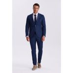 Saks Slim Fit Mono Yaka Tensel Kumaş Çift Yırtmaç Torba Cepli Takım Elbise