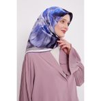 Saks Soyut Ebruli Desen Twill İpek Eşarp