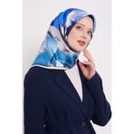 Saks Yansıma Yaprak Desen Twill İpek Eşarp