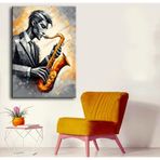 Saksafon Çalan Müzisyen Tablosu dkmr554 - Dekoratif Duvar Sanatı (70x100cm)