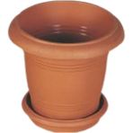 Saksı Bahçe Saksısı Orta Boy Yuvarlak Saksı ve Altlığı 19 Litre 3 Adet 38X30 Kahverengi