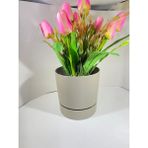 Saksı Dünyası Poliwork Yuvarlak Tabaklı Saksı 1,8 Lt – 15 cm Modern Tasarım Plastik Çiçek Saksısı