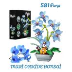 Saksıda Mavi Orkide Çiçekleri Buket Yapı Seti, Ev Dekorasyonu Yapay Orkide Bonsai - 581 Parça Teşhir