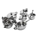 Saksılar Ve Tavalar Seti, 7 Adet Paslanmaz çelik Tencere Seti, Düzgün ısı Iletim Tencereleri Tavalar Stockpot Buhar ızgara Pişirme Kiti Kızartma, Pişirme, güVeç, Kavurma