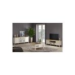 Sakura Ahşap Misto Set 5 Konsol -orta Sehpa-tv Ünitesi-krem/legnano-minifiks Bağlantılı