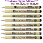 Sakura Pigma Micron 8'Li Set Teknik Çizim Kalemi 003 005 01 02 03 04 05 08 Renkli İnce Uçlar