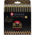 Sakura Pigma Micron Black & Gold Edition Teknik Çizim Kalemi Seti 12'li
