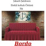 Şal Desen Jakarlı Koltuk, Kanepe, Çekyat Örtüsü, Likralı, Etekli, Koltuk Kılıfı 3lü Tek Adet - 180 x 230 cm - Bordo