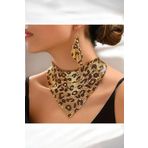 ŞAL MODEL LEOPAR ZIRH METAL TASARIM KOLYE KÜPE SET
