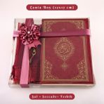 Şal + Seccade + Tesbih + Kuran Hediye Seti (Çanta Boy, Ekonomik Cilt, Bordo) - Bordo - Çanta Boy12x17 cm