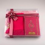Şal + Seccade + Tesbih + Kuran Hediye Seti (çanta Boy, Fuşya Pembe)