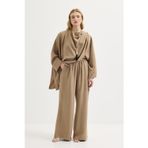 Şal Yaka Modal Tunik Pantolon Takım Camel