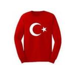 Salar Ticaret Çocuk Uzun Kollu Bayrak Tişört Ay Yıldızlı Kırmızı Tişört Unisex Kırmızı