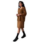 Salaş Kaşe Bluz-Kısa Kaşe Etek Takımı (2 li Takım) (Camel, L-XL)