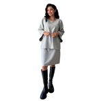 Salaş Kaşe Bluz-Kısa Kaşe Etek Takımı (2 li Takım) (Gri, L-XL)