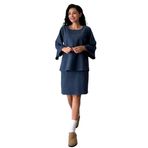 Salaş Kaşe Bluz-Kısa Kaşe Etek Takımı (2 li Takım) (İndigo Mavisi, 2XL-3XL)
