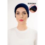 Şalcenneti.com Slikonlu Önü Dikişsiz Kaymaz Lacivert Renk Bone