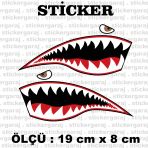 Saldırgan Köpek Balığı Dişi Gözlü Sticker Otomobil Motosiklet Kask Cam Araba Sticker Etiketleri