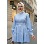 Salih Çelebi Kat Kat Keten Tunik 2369 - BEBE MAVİSİ