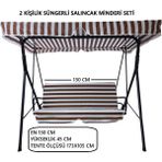Salıncak Minder Seti Tenteli Kahve- Beyaz 2 Kişilik Süngerli Işbir Gri Sünger 130X45X3CM - Beyaz - Kahverengi