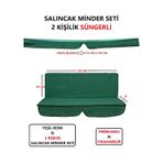 Salıncak Minder Seti Tenteli Yeşil 2 Kişilik Süngerli 130x45 Yeşil